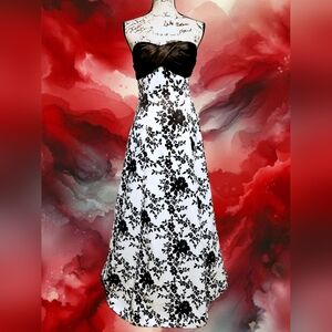 Blondie Nites Black and White Strapless Dress